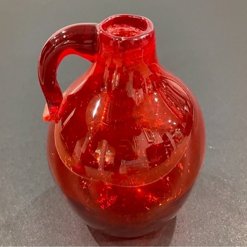 Antique vintage cranberry glass handblown flower jug bud vase art decor